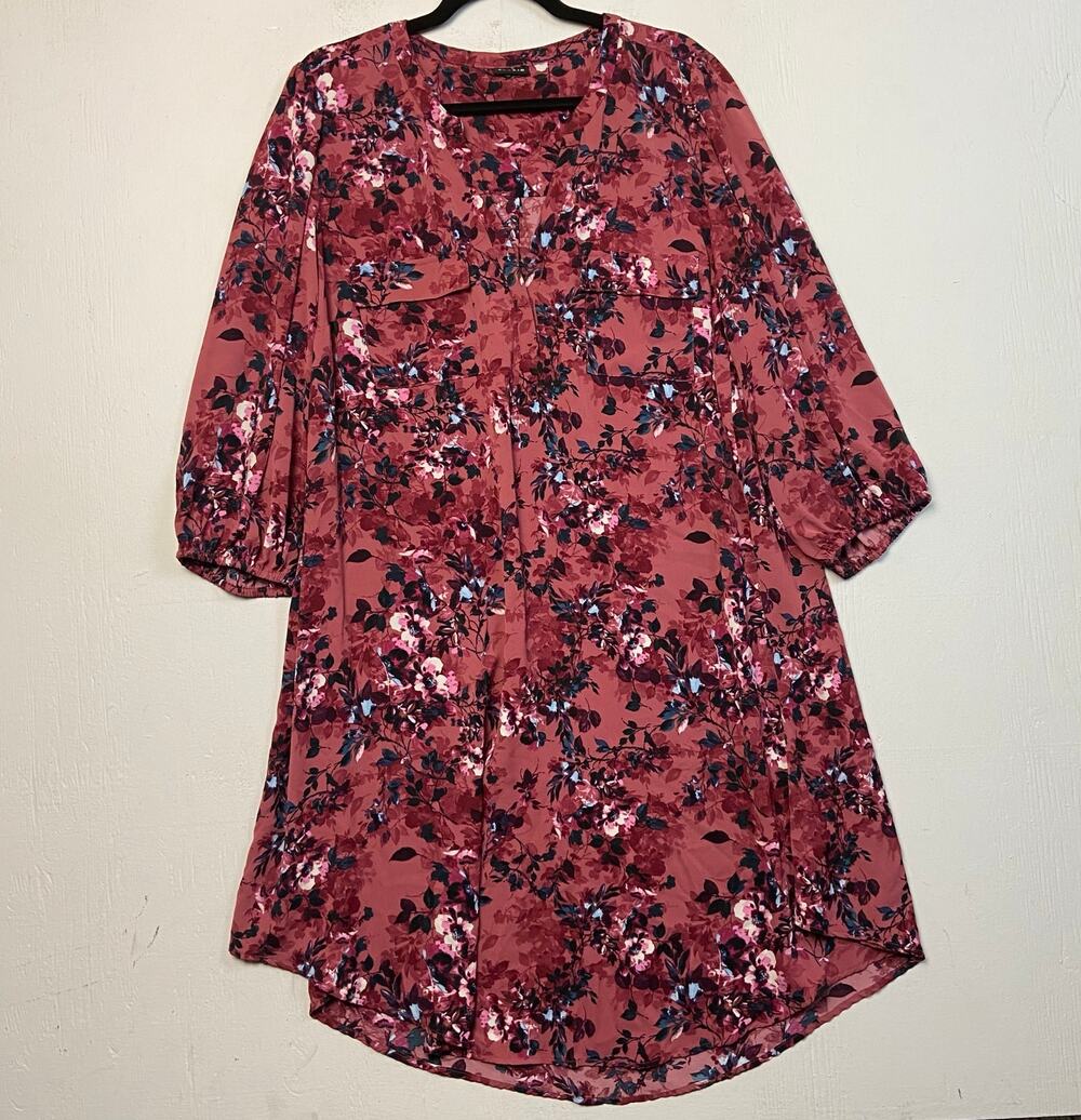 Torrid Mini Studio Pink Floral Crepe de Chine Shirt Dress